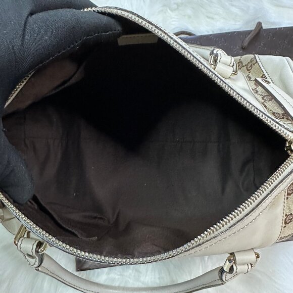 Authentic Gucci Monogram GG Trophy Canvas/Leather Medium Boston Bag - Picture 12 of 17
